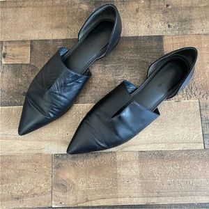 Vince Darlington Black Pointed Toe Leather Flats D'Orsay Size 9